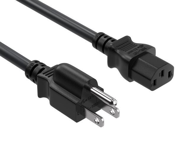 Cable Leader 3ft NEMA 5-15P to C13 Heavy Duty Power Cord, 14 AWG SJT 15A/125V, Black - PC, Monitor & Computer AC Power Cord, UL Listed