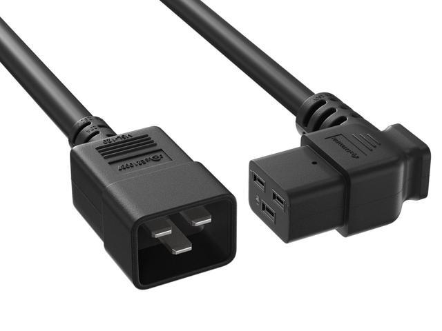 Cable Leader 6ft IEC C20 to C19 Heavy Duty Power Extension Cord, 12 AWG SJT 20A/250V, Black - Server Rack PDU Jumper Extension Cable, IEC 60320, UL.