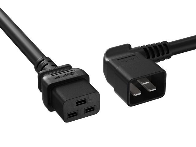 Cable Leader 10ft IEC C20 to C19 Heavy Duty Power Extension Cord, 12 AWG SJT 20A/250V, Black - Server Rack PDU Jumper Extension Cable, IEC 60320,.