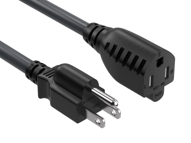 Cable Leader 25ft NEMA 5-15P to 5-15R Heavy Duty Power Extension Cord, 14 AWG SJT 15A/125V, Black - 3 Prong Grounded Indoor Extension Cable for...