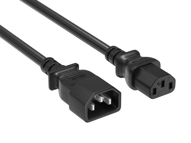 Cable Leader 4ft IEC C14 to C13 Power Extension Cord, 18 AWG SJT 10A/250V, Black - Server Rack PDU Jumper Extension Cable, IEC 60320, UL Listed