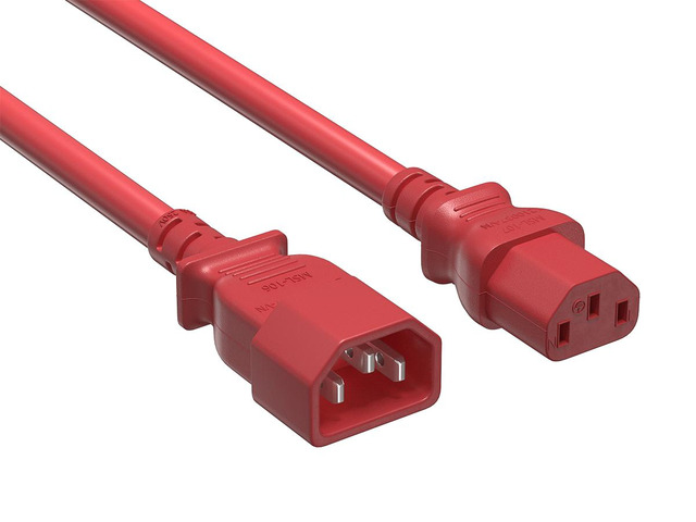 Cable Leader 5ft IEC C14 to C13 Heavy Duty Power Extension Cord, 14 AWG SJT 15A/250V, Red - Server Rack PDU Jumper Extension Cable, IEC 60320, UL...