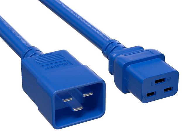Cable Leader 7ft IEC C20 to C19 Heavy Duty Power Extension Cord, 12 AWG SJT 20A/250V, Blue - Server Rack PDU Jumper Extension Cable, IEC 60320, UL...