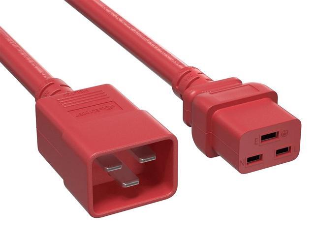 Cable Leader 4ft IEC C20 to C19 Heavy Duty Power Extension Cord, 12 AWG SJT 20A/250V, Red - Server Rack PDU Jumper Extension Cable, IEC 60320, UL...