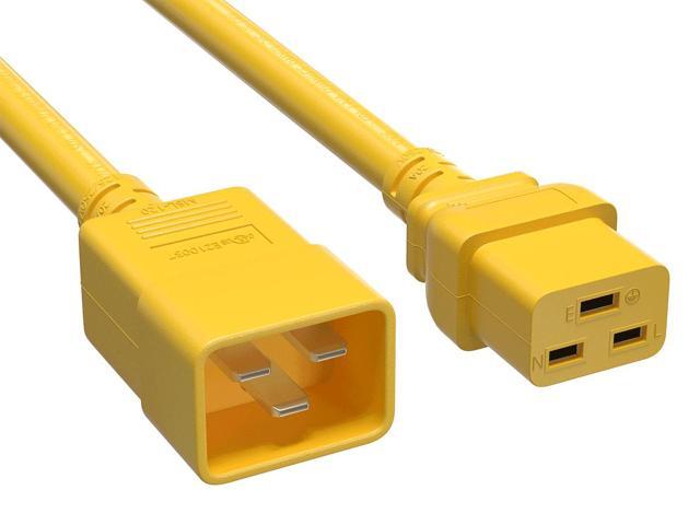 Cable Leader 6ft IEC C20 to C19 Heavy Duty Power Extension Cord, 12 AWG SJT 20A/250V, Yellow - Server Rack PDU Jumper Extension Cable, IEC 60320,...