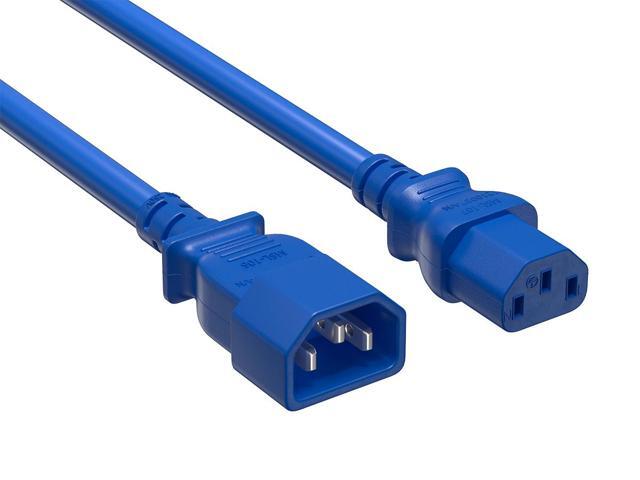 Cable Leader 7ft IEC C14 to C13 Heavy Duty Power Extension Cord, 14 AWG SJT 15A/250V, Blue - Server Rack PDU Jumper Extension Cable, IEC 60320, UL...
