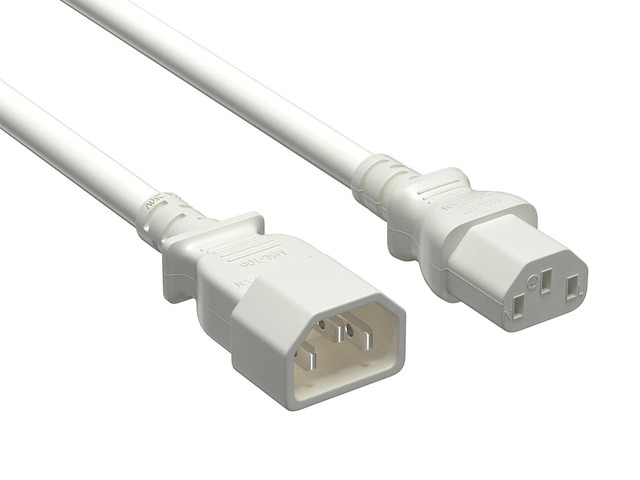 Cable Leader 3ft IEC C14 to C13 Heavy Duty Power Extension Cord, 14 AWG SJT 15A/250V, White - Server Rack PDU Jumper Extension Cable, IEC 60320, UL...