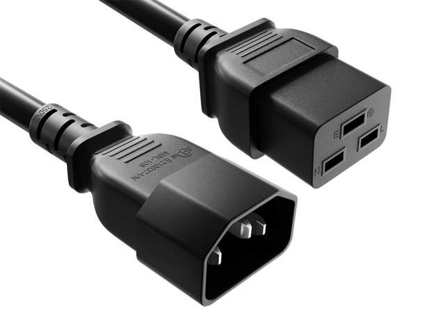 Cable Leader 8ft IEC C14 to C19 Heavy Duty Power Extension Cord, 14 AWG SJT 15A/250V, Black - Server Rack PDU Jumper Extension Cable, IEC 60320, UL...