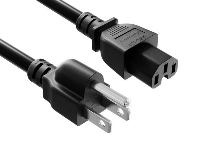 Cable Leader 3ft NEMA 5-15P to C15 Heavy Duty Power Cord, 14 AWG SJT 15A/125V, Black - PC, Monitor & Computer AC Power Cord, UL Listed