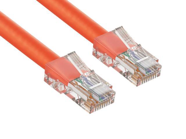 Cable Leader 25ft Cat6 Non-Booted Ethernet Cable / LAN Patch Cable, 1 Gigabit RJ45, 550MHz 24AWG Bare Copper UTP, Orange, for Patch Panel, Data...