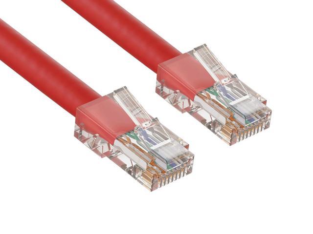 Cable Leader 50ft Cat6 Non-Booted Ethernet Cable / LAN Patch Cable, 1 Gigabit RJ45, 550MHz 24AWG Bare Copper UTP, Red, for Patch Panel, Data Center...