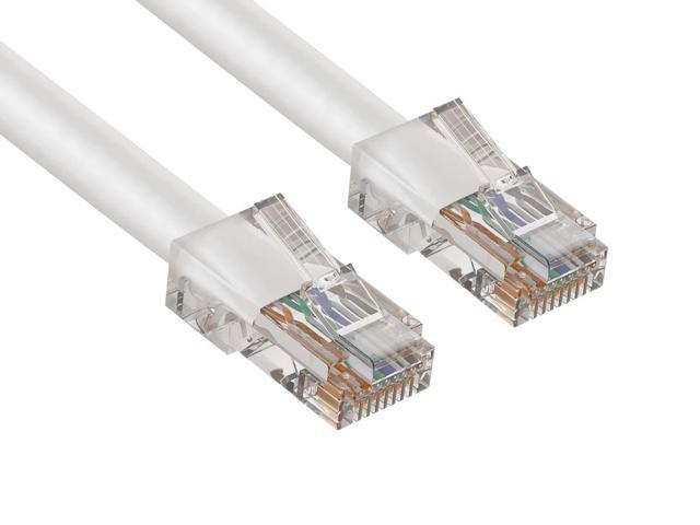 Cable Leader 100ft Cat5e Non-Booted Ethernet Cable / LAN Patch Cable, 1 Gigabit RJ45, 350MHz 24AWG Bare Copper UTP, White, for Patch Panel, Data...