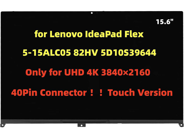 15.6' Replacement for Lenovo IdeaPad Flex 5-15ALC05 82HV 5D10S39644 UHD 4K IPS LCD Display Touch Screen Digitizer Assembly Bezel with Board...