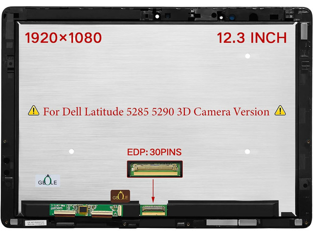 Replacement for Dell Latitude 12 5285 5290 1920x1280 LCD Screen Assembly Display Touch Digitizer with Frame (3D Camera Version)