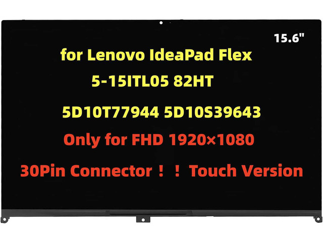 15.6' Screen Replacement for Lenovo IdeaPad Flex 5-15ITL05 82HT 5D10T77944 5D10S39643 FHD-IPS LCD Display Touch Screen Digitizer Assembly Bezel...