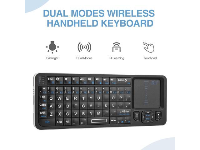 Rii K06 Mini Bluetooth Keyboard,Backlit 2.4GHz Wireless Keyboard with IR Learning, Portable Lightweight with Touchpad Compatible with Android TV...