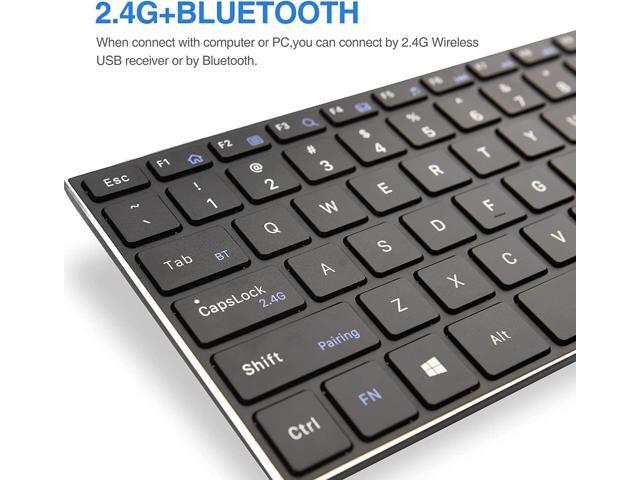 Rii Wireless Bluetooth Keyboard,Multi Device Rechargeable Keyboard Stainless Steel Ultra Slim Bluetooth Keyboard with Multi-Touch...