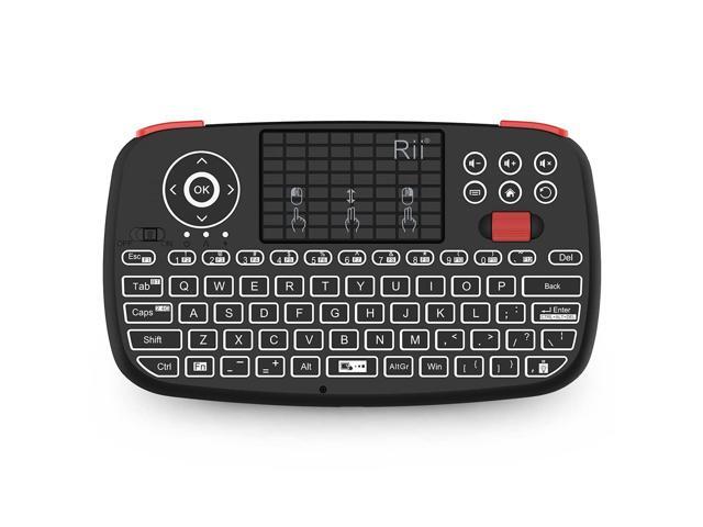 Rii i4 Mini Bluetooth Keyboard with Touchpad, Blacklit Portable Wireless Keyboard with 2.4G USB