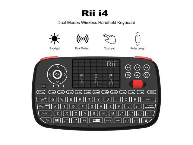 Rii i4 Mini Bluetooth Keyboard with Touchpad, Blacklit Portable Wireless Keyboard with 2.4G USB