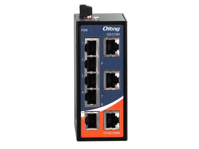 ORing IGS-C1080 Industrial 8-Ports 10/100/1000Base-T(X) Unmanaged Gigabit Ethernet Switch