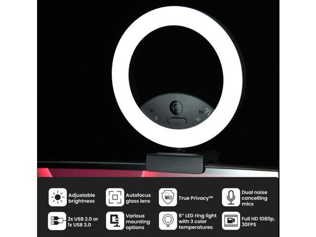 Arozzi - Occhio True Privacy Webcam - Magnetic Privacy Cover, Dual Omni-Directional Noise Cancelling Microphones with Manual Circuit Breaker, and...