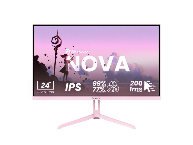 Arozzi Nova 24' IPS 200Hz Gaming Monitor - Pink