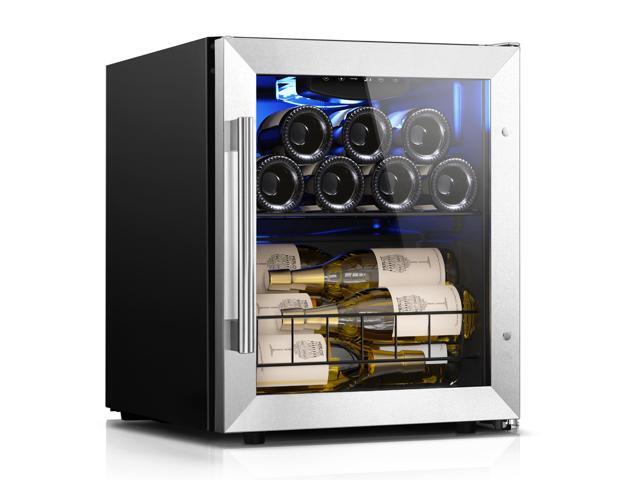 Yeego 1.6 Cu.ft Wine Fridge, 12 Bottle Small Wine Cooler 38-65 Free Standing Counter Top w/Digital Temp Control and Anti-U V Glass Door for.