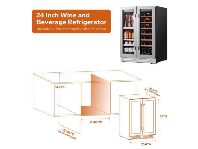 Ca'Lefort 24 Inch Wine and Beverage Refrigerator, 60 Can and 21 Bottle Wine Cooler with 3 LED Dual Zone Wine Fridge Glass Door, Built-in or...