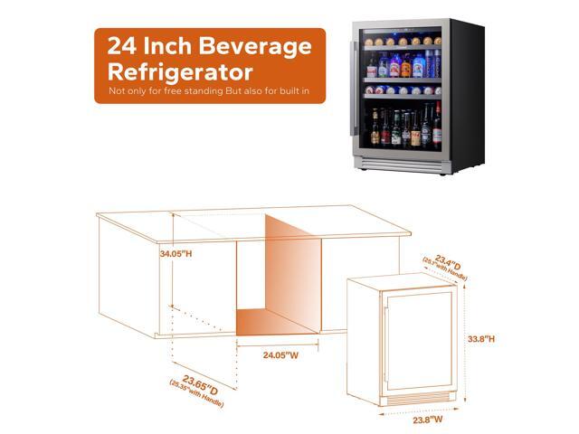 Ca'Lefort 24 Inch Beverage Refrigerator cooler, 180 Can Beverage Fridge with Glass Door 3 LED Drink Fridge Built in or Freestanding for...
