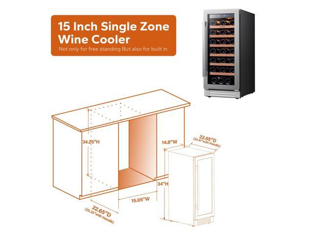 Ca'Lefort 15 Inch Wine Fridge, 33 Bottle Wine Cooler Refrigerator with Glass Door,Built-in or Freestanding Wine cellar for Home/Bar/Kitchen (3.0...