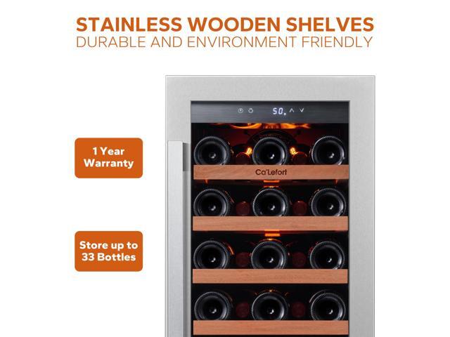 Ca'Lefort 15 Inch Wine Fridge, 33 Bottle Wine Cooler Refrigerator with Glass Door,Built-in or Freestanding Wine cellar for Home/Bar/Kitchen (3.0...