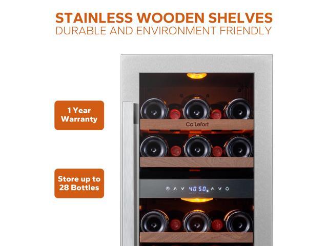 Ca'Lefort 15 Inch Wine Fridge, 28 Bottle Wine Cooler Refrigerator with Glass Door, 3 LED Dual Zone Wine cllear, Built-in or Freestanding for...