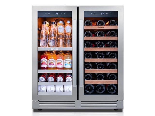 Ca'Lefort 30 Wine & Beverage Refrigerator 80 Can & 33 Bottle Extra Large Capacity Design Chilled Wine Cooler Built-In/Suspended Dual Temperature...