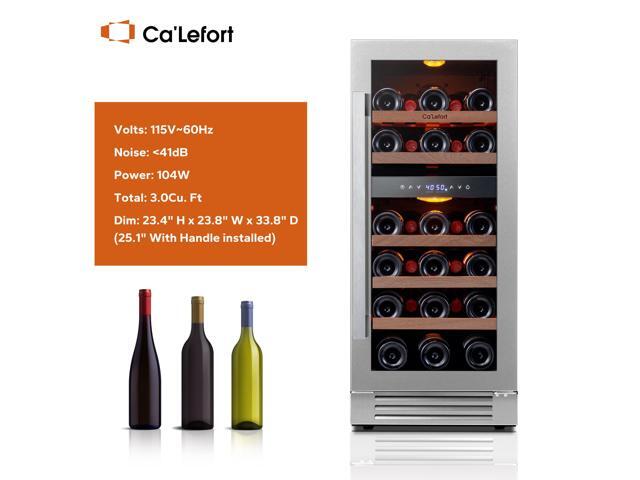 Ca'Lefort 15 Inch Wine Cooler - 28 Bottle Refrigerator with Glass Door, 3 LED Dual Zone Features, Ideal for Built-in or Freestanding Wine Storage...