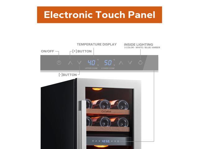 Ca'Lefort 15 Inch Wine Cooler - 28 Bottle Refrigerator with Glass Door, 3 LED Dual Zone Features, Ideal for Built-in or Freestanding Wine Storage...