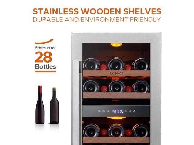 Ca'Lefort 15 Inch Wine Cooler - 28 Bottle Refrigerator with Glass Door, 3 LED Dual Zone Features, Ideal for Built-in or Freestanding Wine Storage...