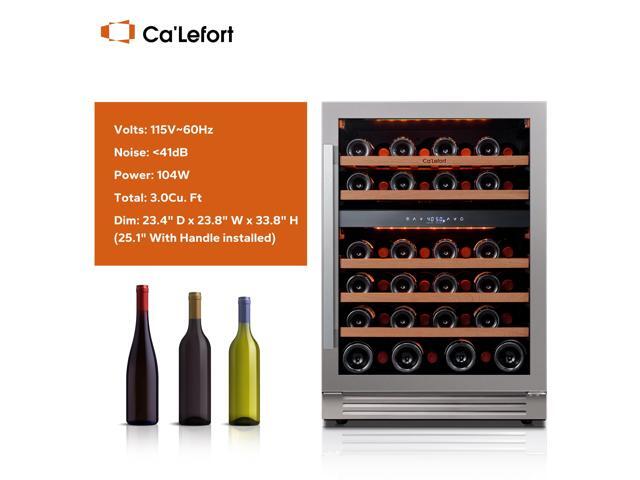 Ca'Lefort 24 Inch Wine Refrigerator Cooler - 46 Bottle Wine Fridge with 40-65°F Dual Zone, Glass Door, 3 LED Lights, Ideal for Built-in or...