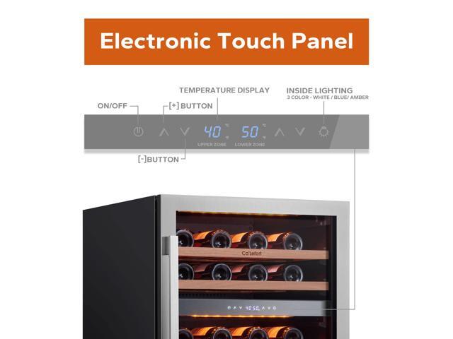 Ca'Lefort 24 Inch Wine Fridge - 46 Bottle Cooler with Dual Zone 40-65°F Temperature Control, Glass Door, and 3 LED Lights, Built-in or Freestanding...