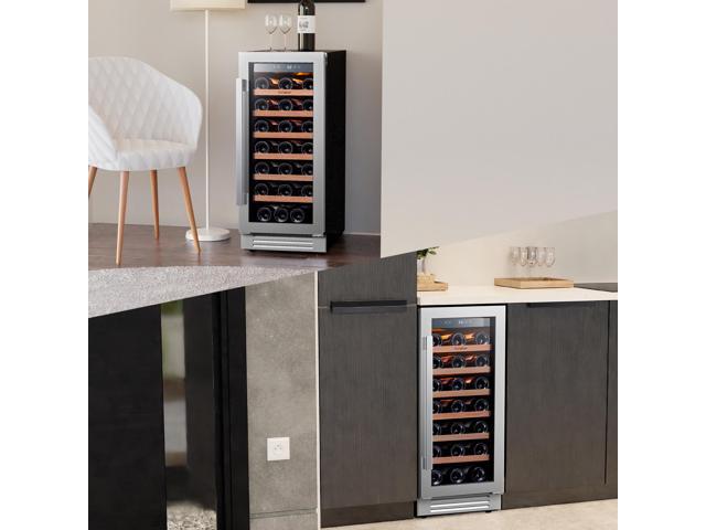 Ca'Lefort Whisper-Quiet Wine Refrigerator - 40-65°F Dual-Zone Control Modern Gray Tempered Glass & Freestanding Design ETL-Certified for...