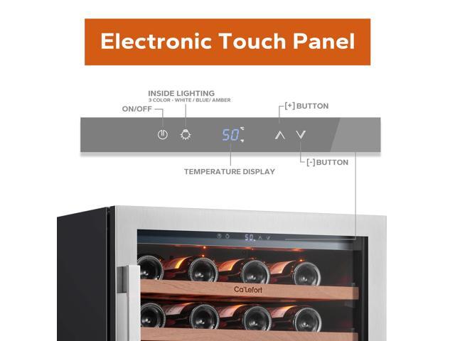 Ca'Lefort Energy-Efficient Wine Fridge - R600a Compressor & Sabili Wood Shelves ETL-Certified 54-Bottle Capacity Amber/White/Blue LED Display for...