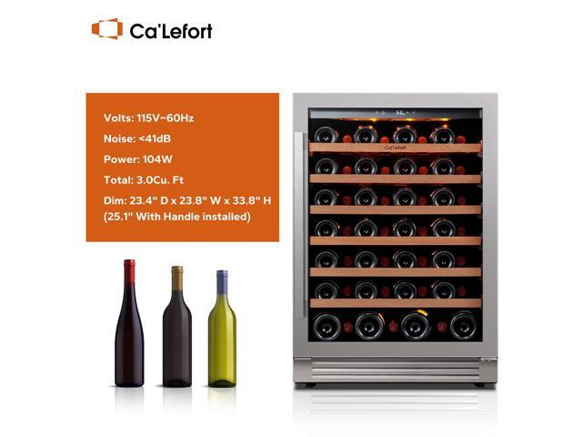 Ca'Lefort Energy-Efficient Wine Fridge - R600a Compressor & Sabili Wood Shelves ETL-Certified 54-Bottle Capacity Amber/White/Blue LED Display for...