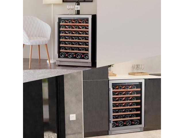 Ca'Lefort Energy-Efficient Wine Fridge - R600a Compressor & Sabili Wood Shelves ETL-Certified 54-Bottle Capacity Amber/White/Blue LED Display for...