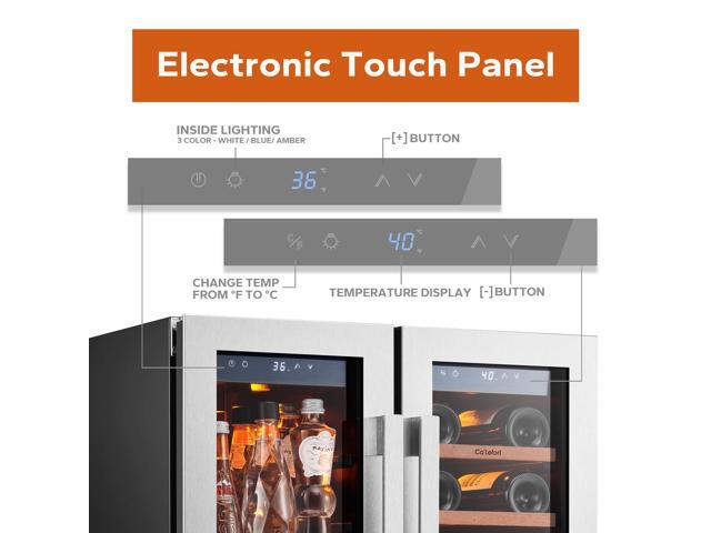 Ca'Lefort 116L Dual-Zone Wine & Beverage Cooler - 2-22°C & 34°F Precision Cooling Fingerprint-Resistant Steel Door + 4.10 Cu. Ft Storage Sabili...