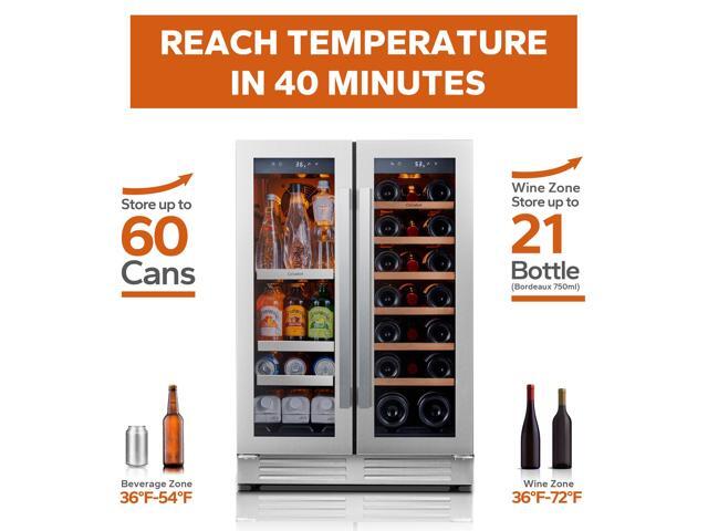Ca'Lefort 116L Dual-Zone Wine & Beverage Cooler - 2-22°C & 34°F Precision Cooling Fingerprint-Resistant Steel Door + 4.10 Cu. Ft Storage Sabili...