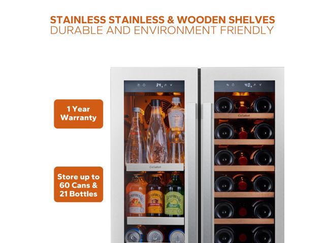 Ca'Lefort Energy-Efficient Wine Fridge - R600a DOE/ETL Certified & Dual Evaporators Wine/Beverage Zones + Auto Defrost 20-Bottle & 3-Tier PVC...