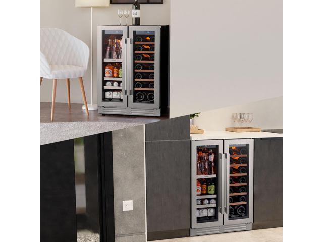 Ca'Lefort Energy-Efficient Wine Fridge - R600a DOE/ETL Certified & Dual Evaporators Wine/Beverage Zones + Auto Defrost 20-Bottle & 3-Tier PVC...