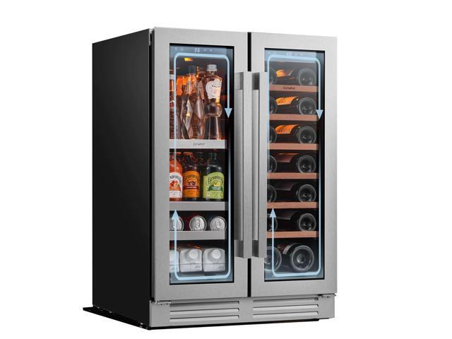 Ca'Lefort Quiet Beverage Refrigerator - Freestanding Design & Gray Tempered Glass 116L Dual-Zone Compressor Cooling Amber LED Lighting & 57.2 kg...