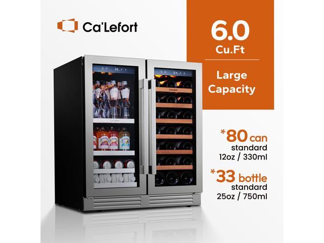 Ca'Lefort 170L Dual-Zone Wine & Beverage Cooler - 54°F/34°F Precision Cooling & Fingerprint-Resistant Steel 6.01 Cu. Ft Capacity + Sabili Wood/PVC...