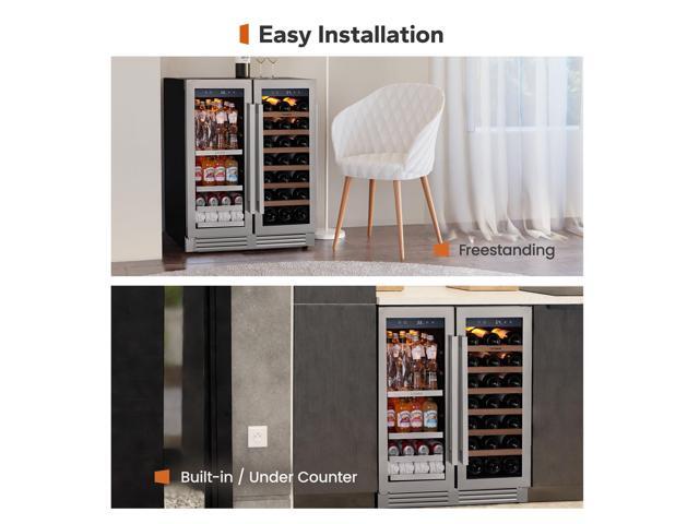 Ca'Lefort Energy-Efficient Wine Fridge - R600a Compressor & ETL-Certified Cooling Dual Evaporators + Auto Defrost 33-Bottle & Beverage Storage...
