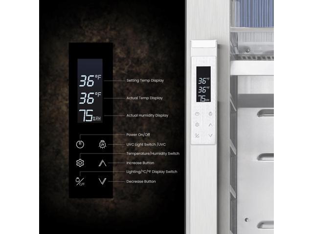 Ca'Lefort Pro Dry Age Fridge & Refrigerator - 34-77°F & 60-85% Humidity Cooler 21.89 Cu. Ft Capacity + Dual Low-E Glass UV Sterilization for...